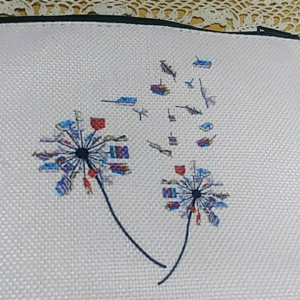 Abstract floral lined cosmetic,  makeup,  toiletry bag + Bonus